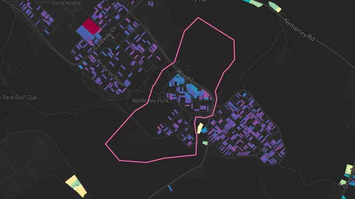 House price heatmap showing property values across Netherley