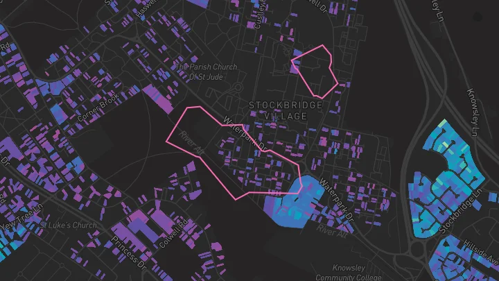 House price heatmap showing property values across Stockbridge Village