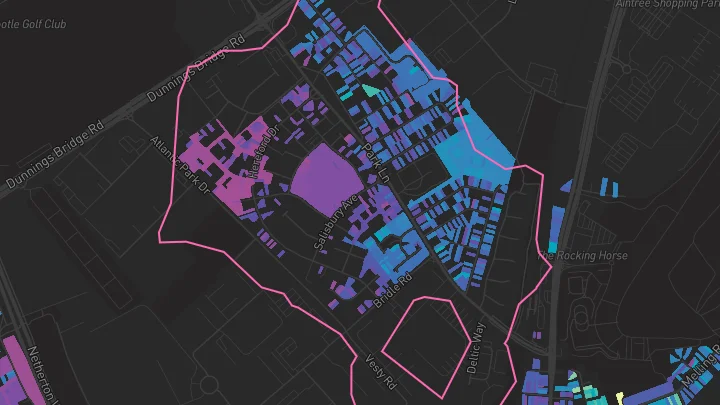 House price heatmap showing property values across Bootle