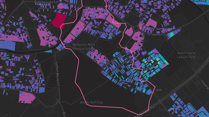 House price heatmap showing property values across Bootle
