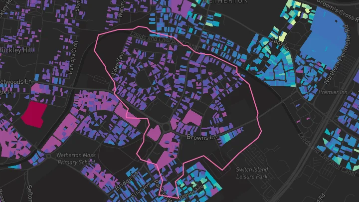 House price heatmap showing property values across Bootle