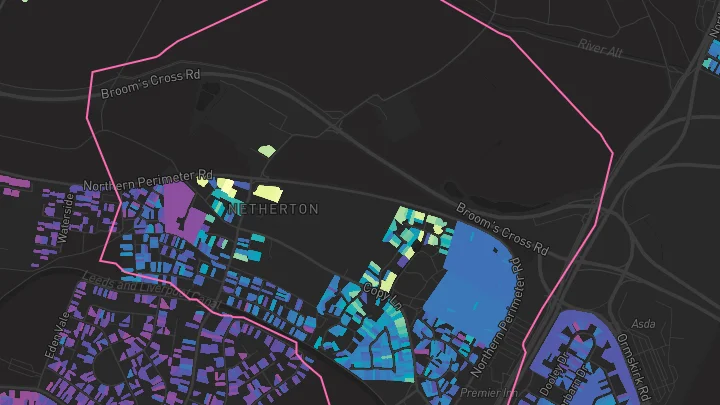House price heatmap showing property values across Bootle