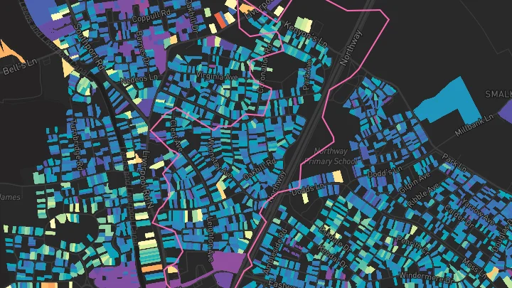 House price heatmap showing property values across Maghull