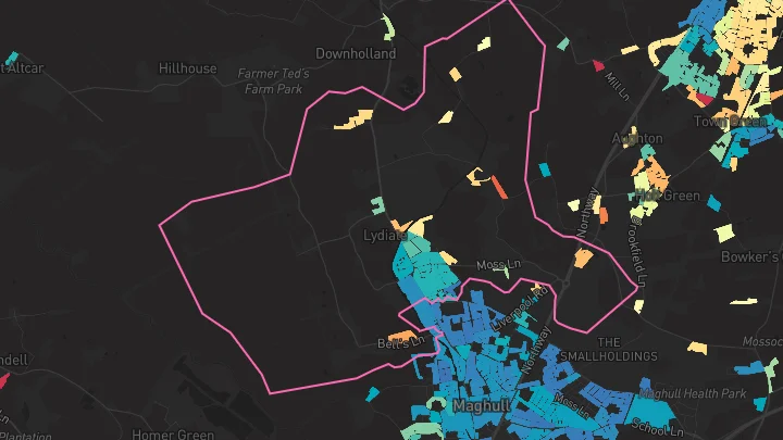 House price heatmap showing property values across Lydiate