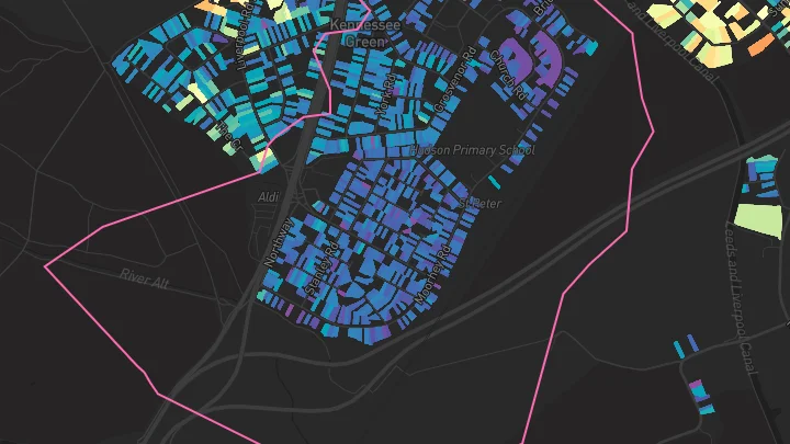 House price heatmap showing property values across Maghull