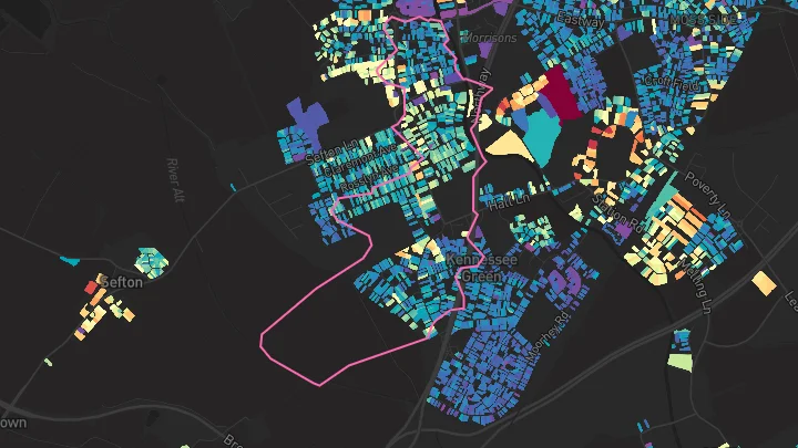 House price heatmap showing property values across Liverpool