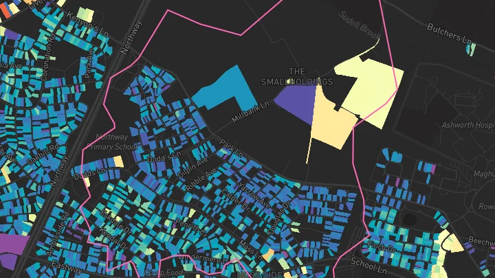 House price heatmap showing property values across Maghull