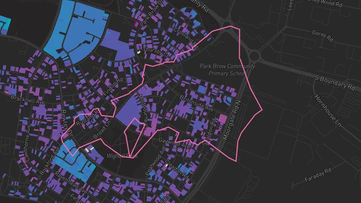 House price heatmap showing property values across Kirkby