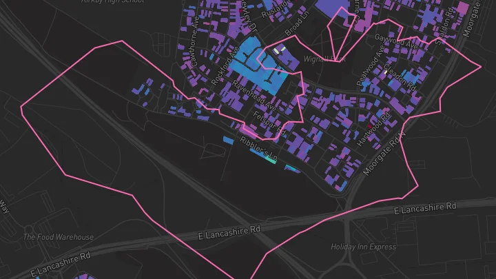 House price heatmap showing property values across Kirkby
