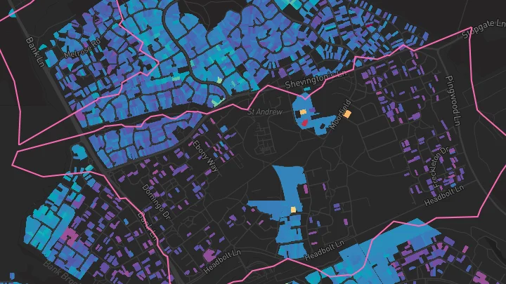 House price heatmap showing property values across Kirkby