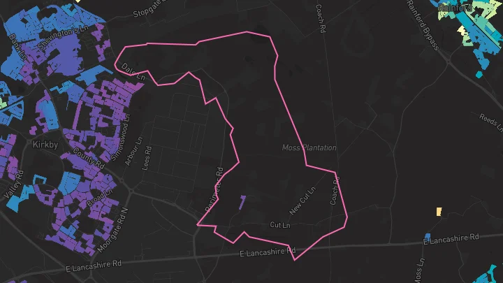 House price heatmap showing property values across Kirkby