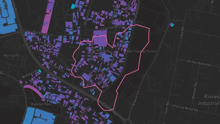 House price heatmap showing property values across Kirkby
