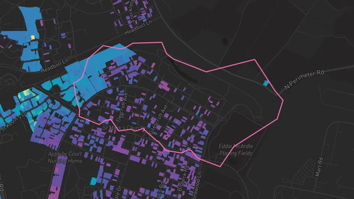 House price heatmap showing property values across Kirkby