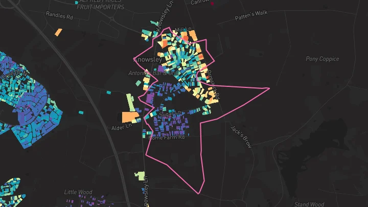 House price heatmap showing property values across Knowsley