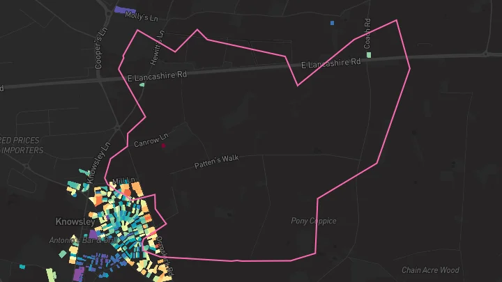 House price heatmap showing property values across Knowsley