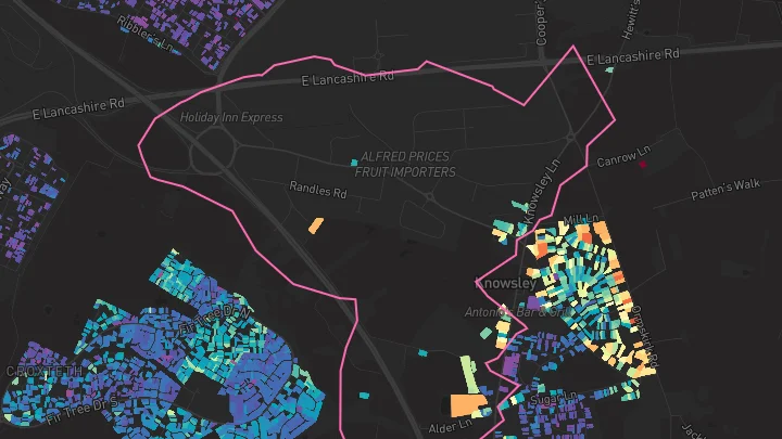 House price heatmap showing property values across Knowsley