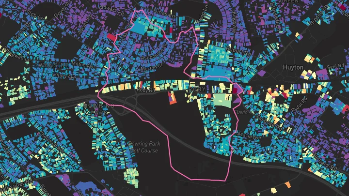 House price heatmap showing property values across Huyton