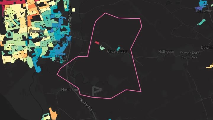House price heatmap showing property values across Altcar