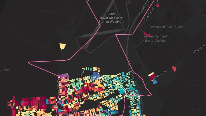 House price heatmap showing property values across Formby