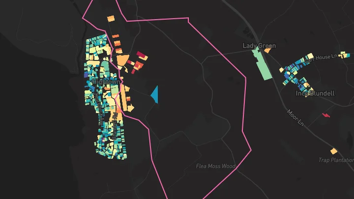 House price heatmap showing property values across Hightown