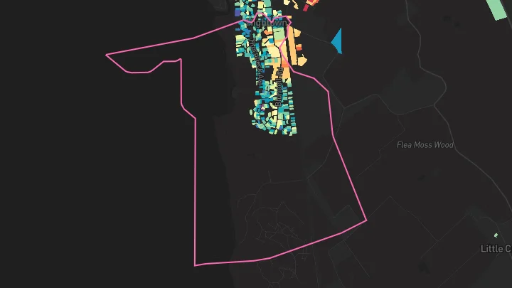House price heatmap showing property values across Hightown