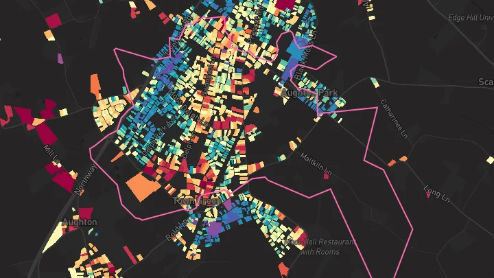 House price heatmap showing property values across Aughton