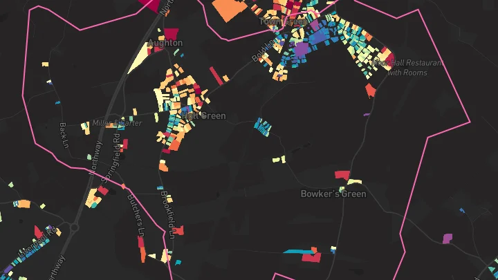 House price heatmap showing property values across Aughton