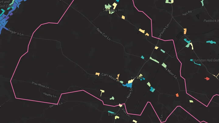 House price heatmap showing property values across Halsall
