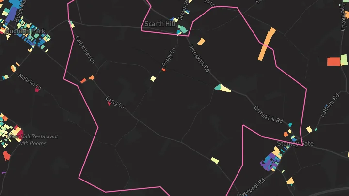 House price heatmap showing property values across Bickerstaffe