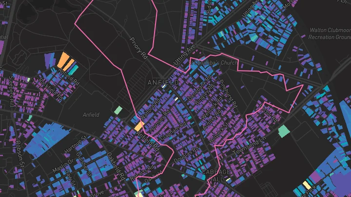 House price heatmap showing property values across Liverpool