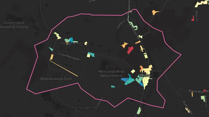 House price heatmap showing property values across Rufford