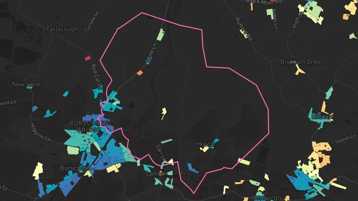 House price heatmap showing property values across Burscough