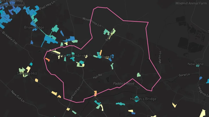 House price heatmap showing property values across Scarisbrick