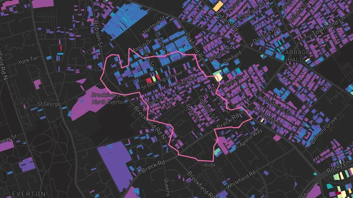 House price heatmap showing property values across Liverpool