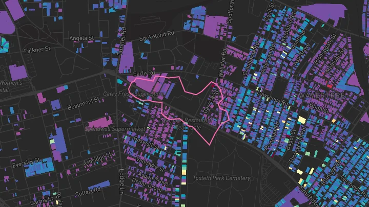 House price heatmap showing property values across Liverpool
