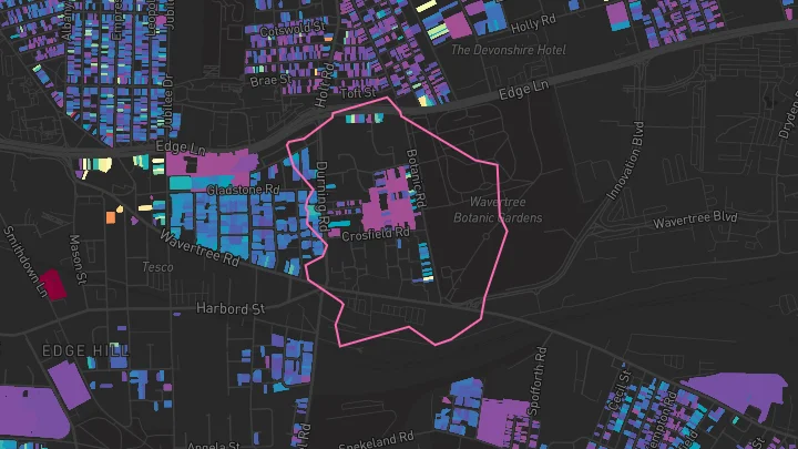 House price heatmap showing property values across Edge Hill
