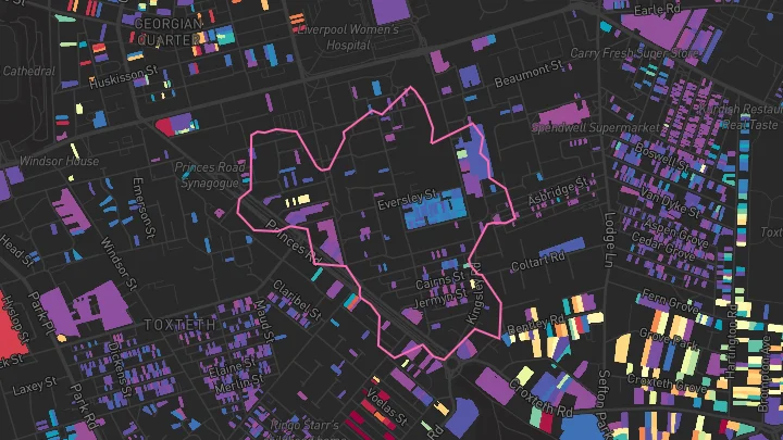 House price heatmap showing property values across Princes Park