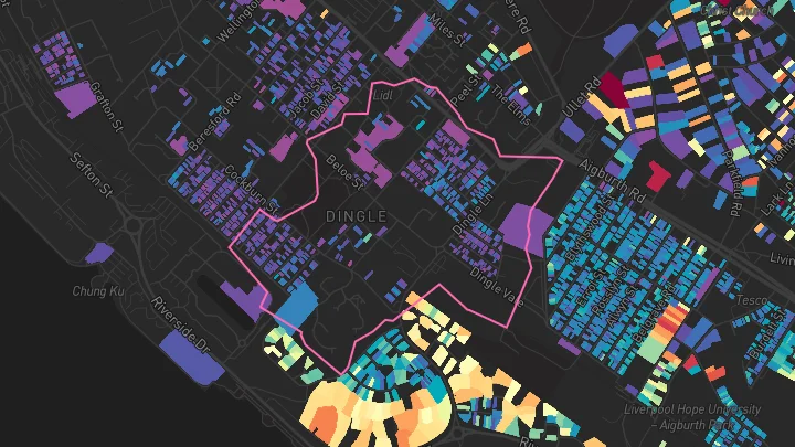 House price heatmap showing property values across Liverpool