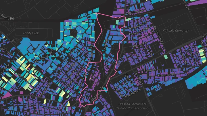 House price heatmap showing property values across Liverpool