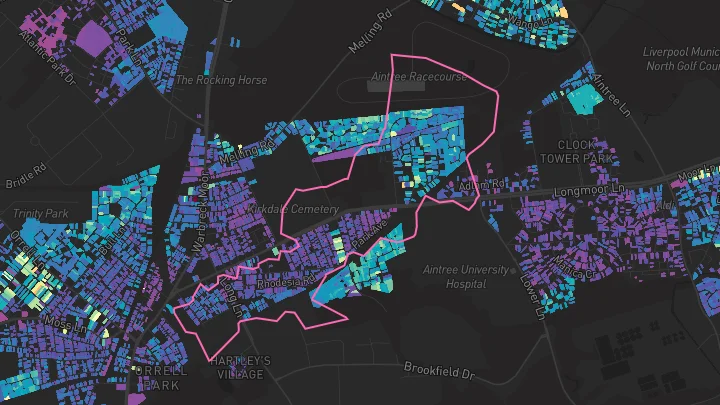 House price heatmap showing property values across Liverpool
