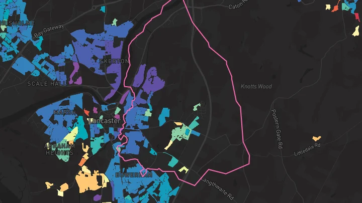 House price heatmap showing property values across Lancaster