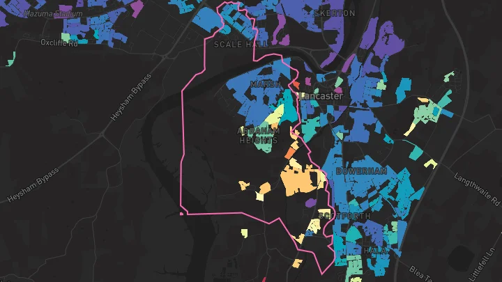 House price heatmap showing property values across Lancaster