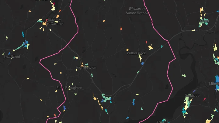 House price heatmap showing property values across Grange-Over-Sands