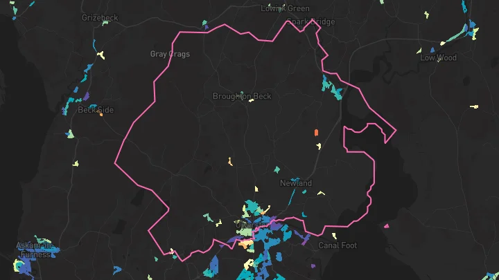 House price heatmap showing property values across Ulverston