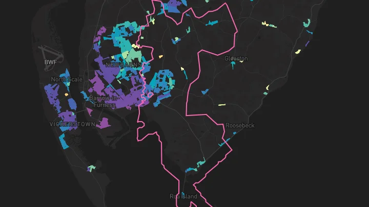 House price heatmap showing property values across Barrow-In-Furness