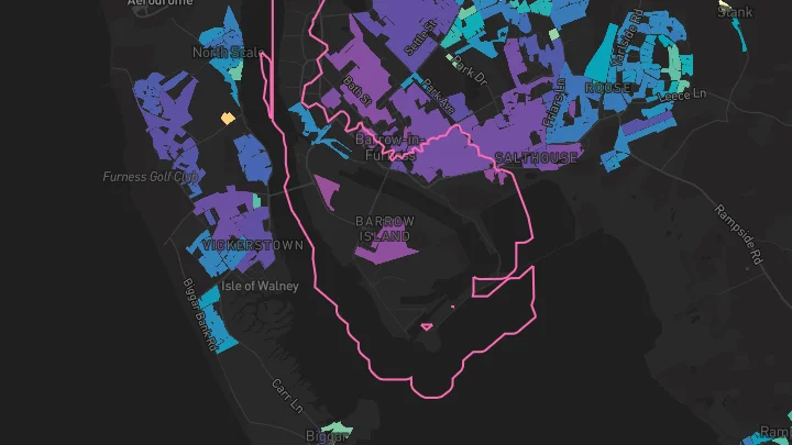 House price heatmap showing property values across Barrow-In-Furness