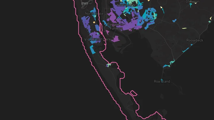 House price heatmap showing property values across Walney