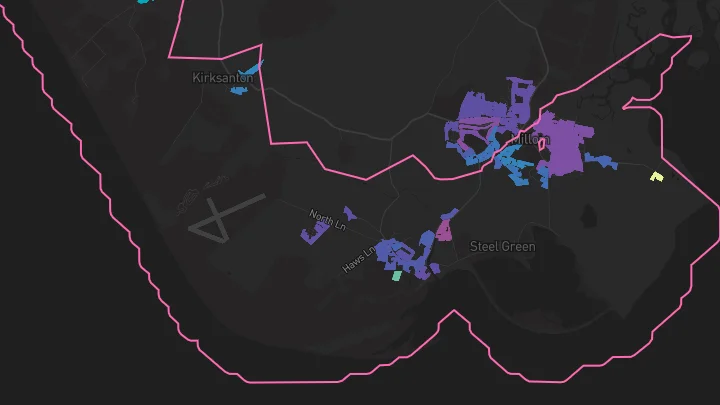 House price heatmap showing property values across Millom