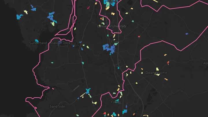 House price heatmap showing property values across Galgate