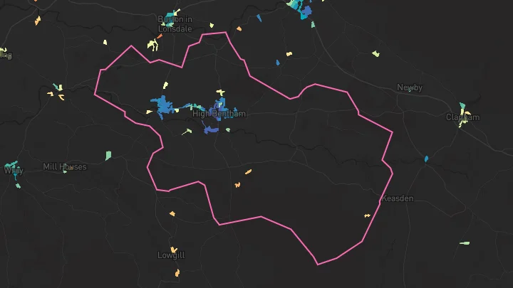 House price heatmap showing property values across Bentham